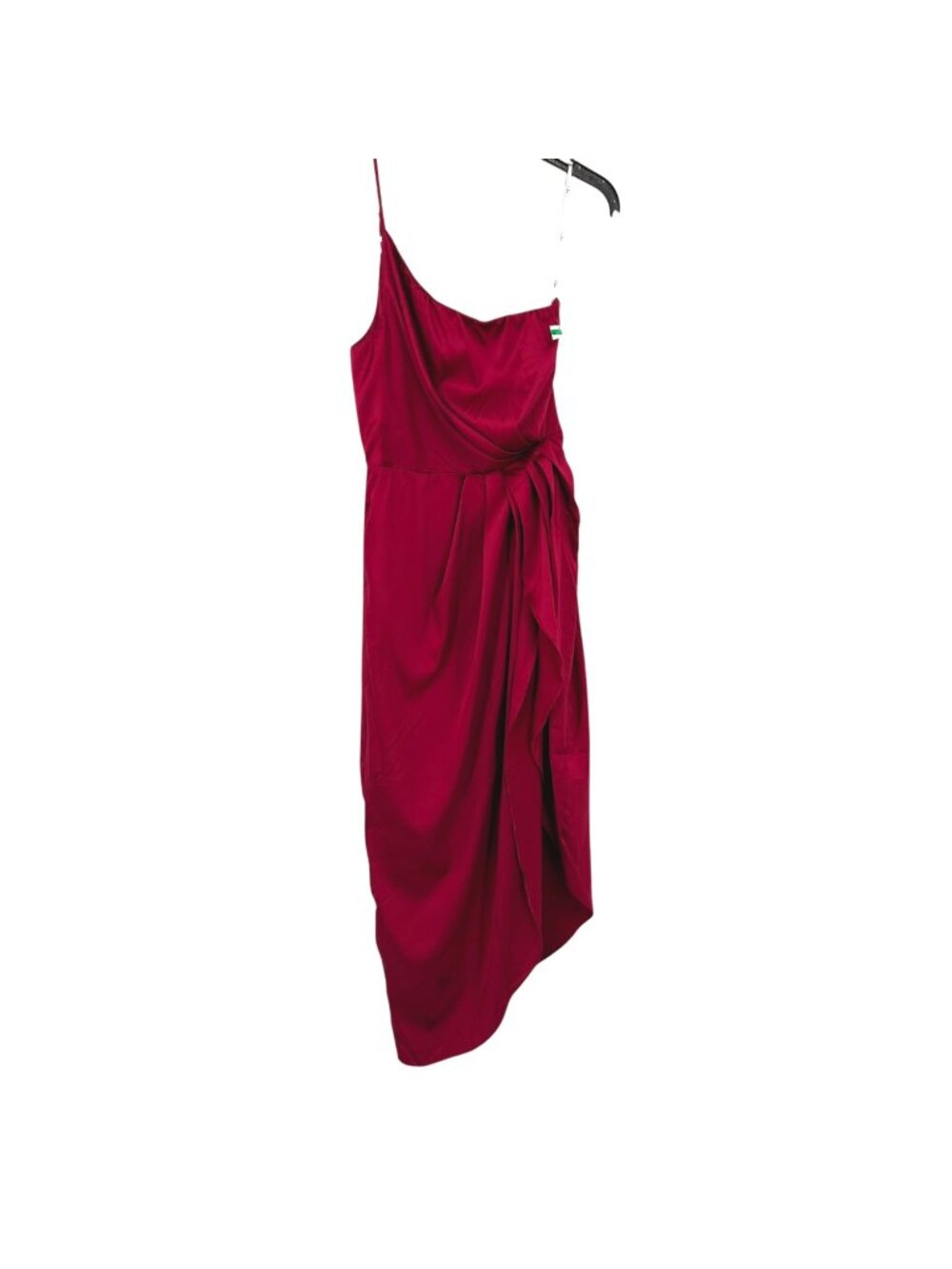 Lulus One Shoulder Asymmetric Satin Cocktail Party Midi Dress Red Size XS NWOT